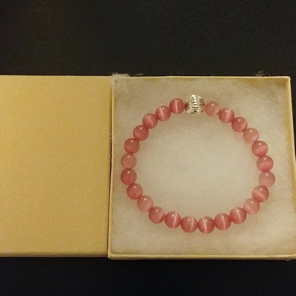 Spring Pink Cat Eye Stone Bracelet - Picture 6 of 8